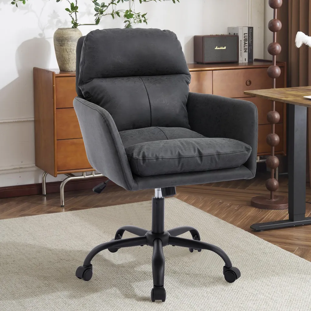 Chaise de bureau ergonomique noire en PU : finissez-en avec le mal de dos