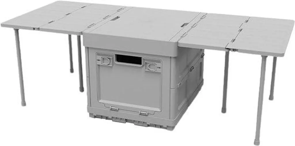 Boîte de rangement camping avec couvercle bois amovible multifonction