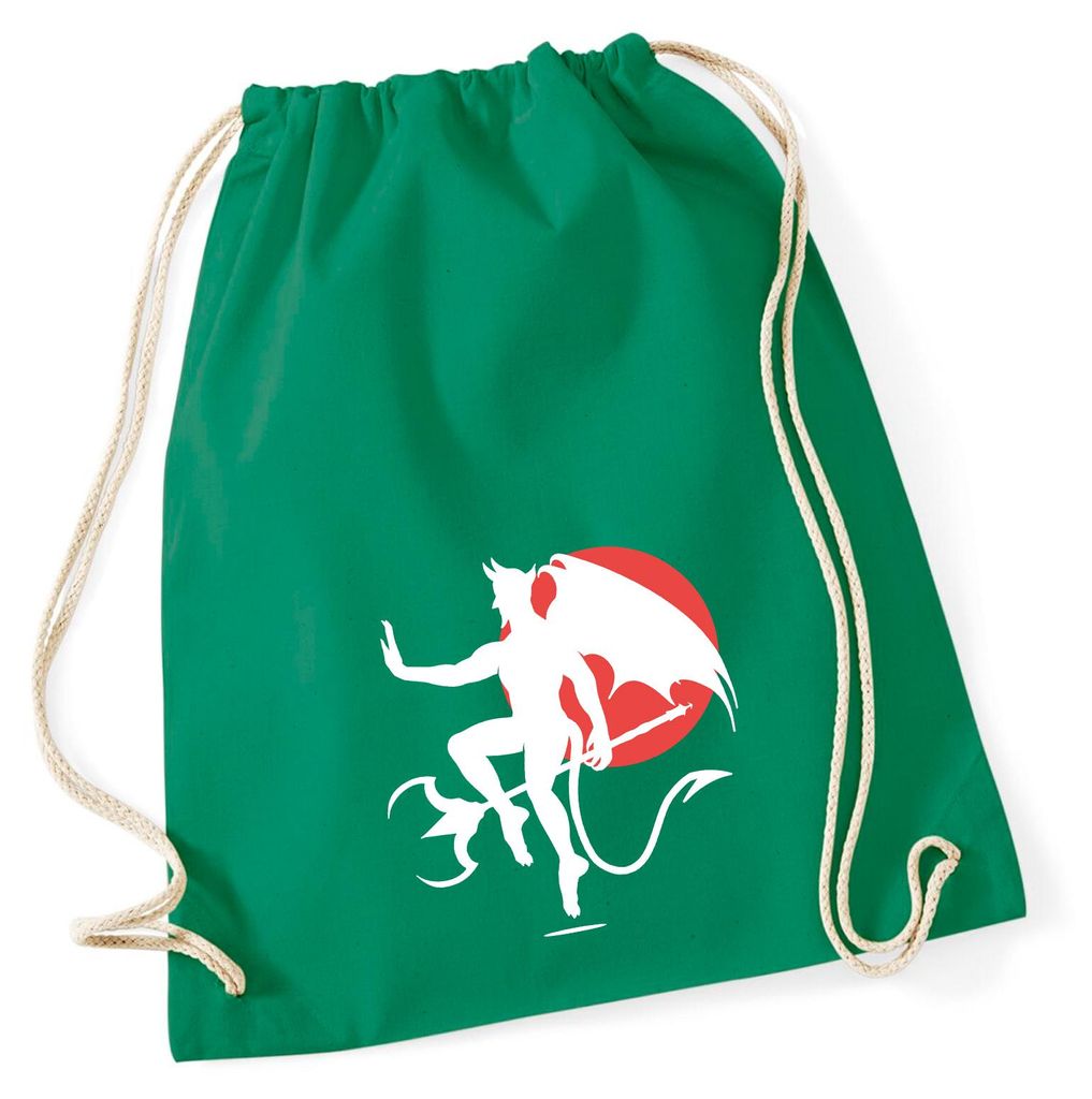 Huuraa Turnbeutel Teufel Devil 12 Liter Kelly Green Baumwolle Rucksack Geschenkidee
