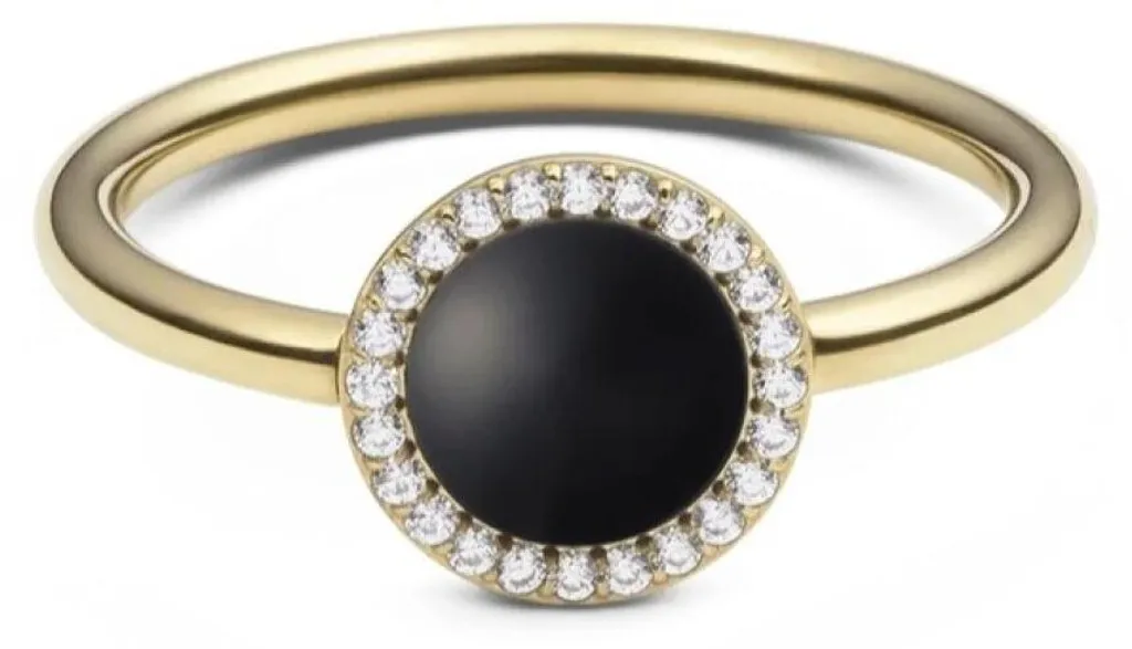 Bague de luxe Audrey DW0040139 en agate noire et cristaux - Taille 48