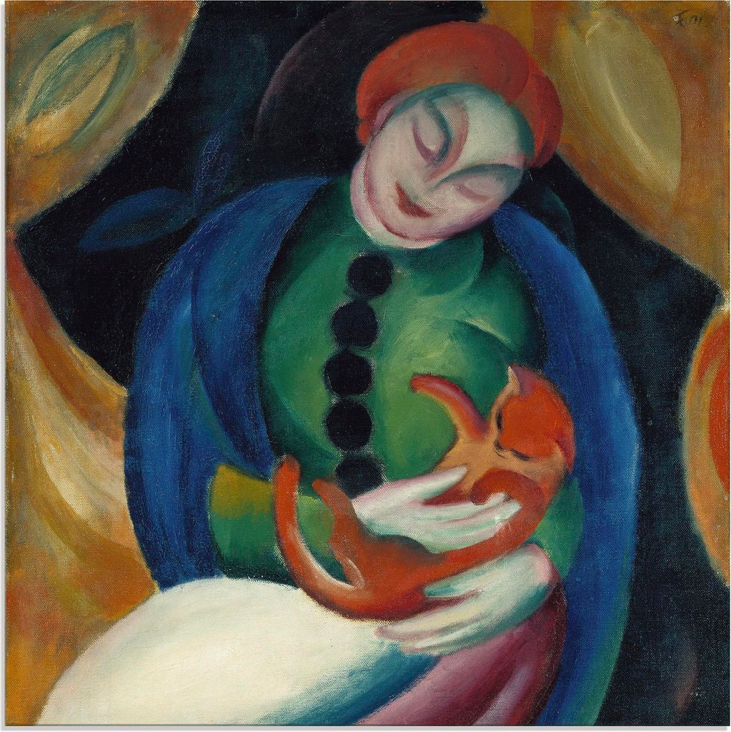 ARTland Glasbild Mädchen mit Katze II. 1912 Größe: 20x20 cm