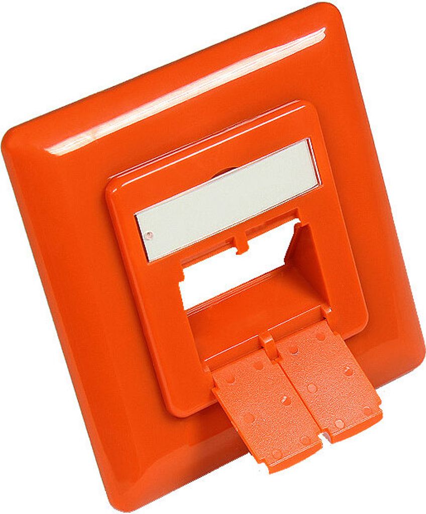 Zentralstück 50x50mm inkl. Abdeckrahmen 80x80mm für Netzwerkdosen, reinorange RAL2004, Good Connections