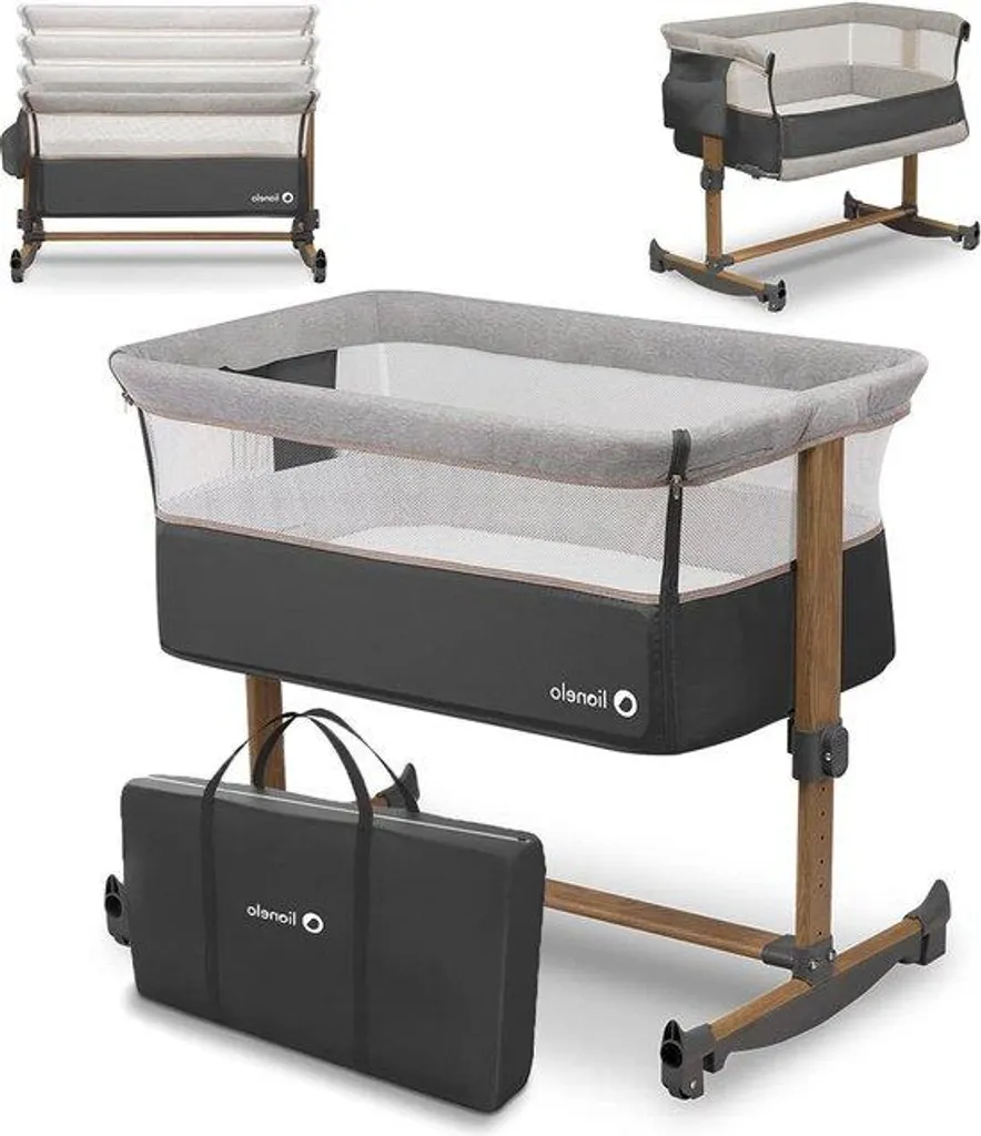 Lit d'appoint bébé gris pour cododo réglable et pliable spécial voyage