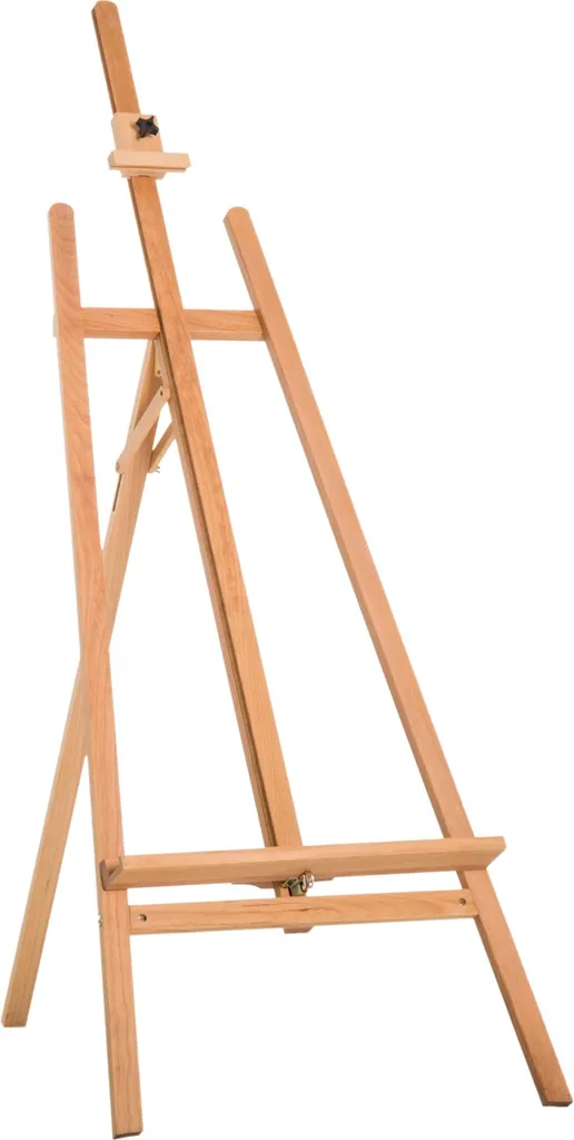 Grand Chevalet d'Atelier pour Toiles XL en Bois Naturel avec Pied Stable