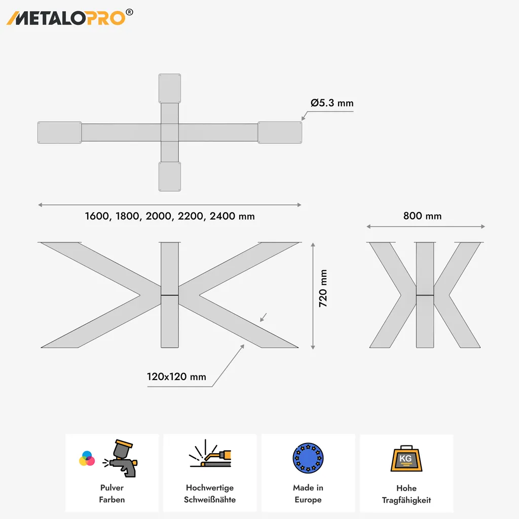 Piétement de Table Industriel en Acier Design Étoile pour Grande Table - 3