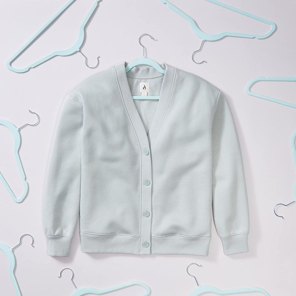 Schlanke Samt-Antirutsch-Kleiderbügel für Anzüge mintgrün/silber 50 Stück mit em Versand