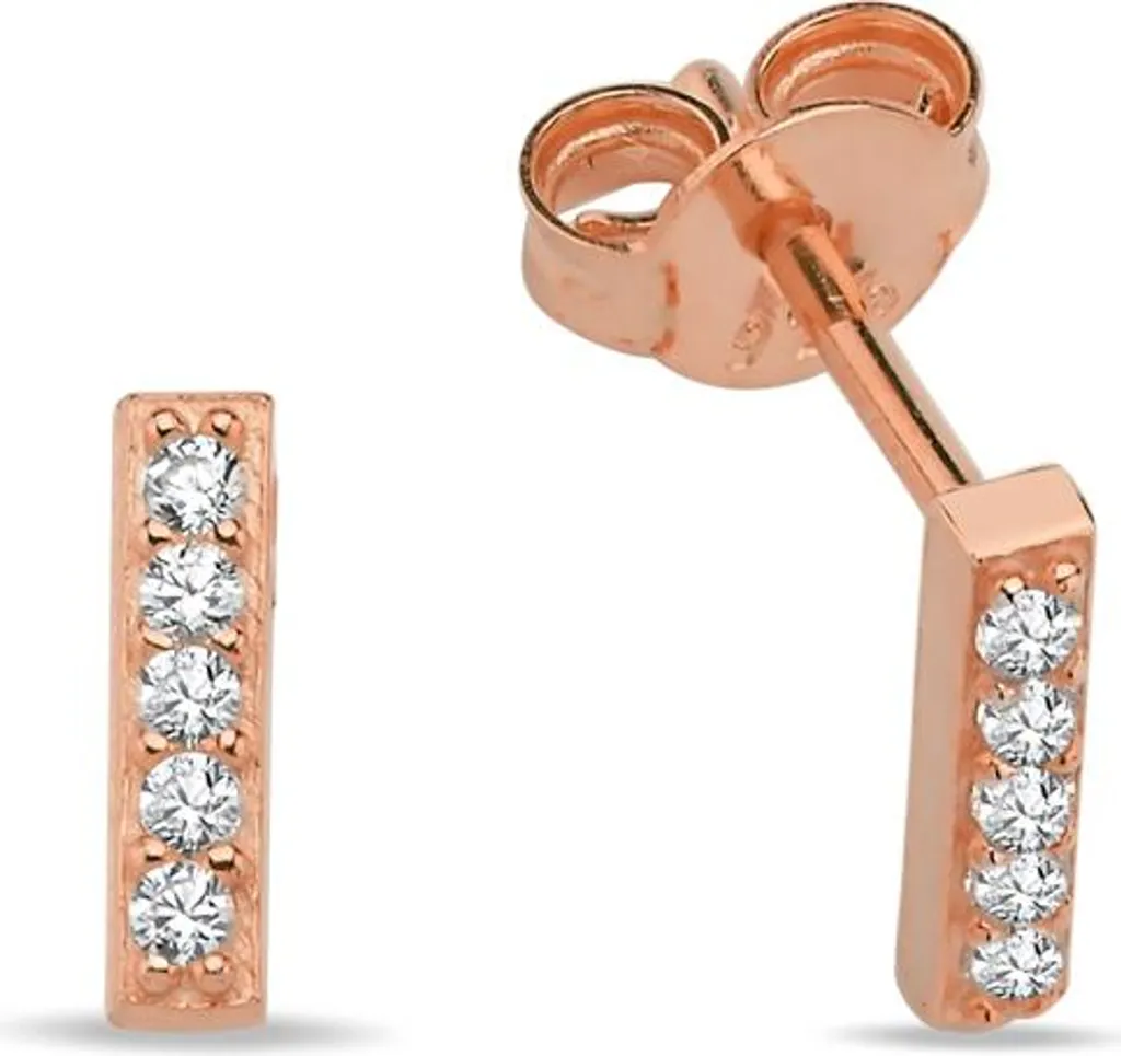 Boucles d'oreilles argent 925 anti-allergie tige or rose et zircone
