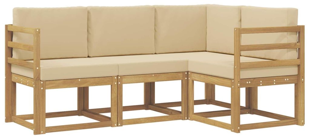 vidaXL Outdoor-Sofagarnitur mit Kissen 4 pcs Weiß und Beige