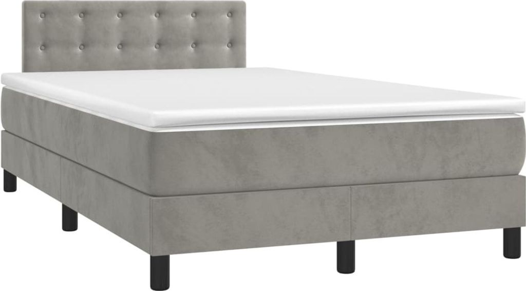 Boxspringbett mit Matratze Hellgrau 120x190 cm Samt