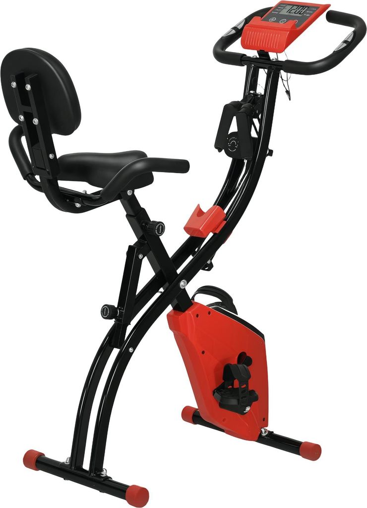 Heimtrainer X-Bike 2-in-1 Fahrradtrainer mit LCD-Display.Pulsmesser. klappbarer Hometrainer Trimmrad mit 8 stufig Magnetwiderstand. 1 Paar Spannsei...