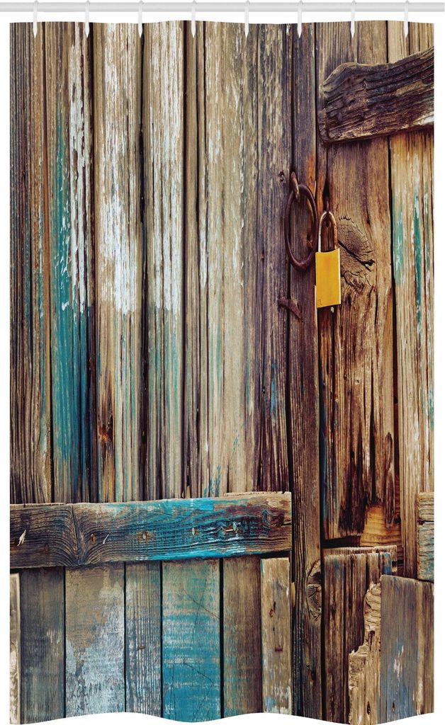 ABAKUHAUS Rustikal Schmaler Duschvorhang, Farbe Details der Mansion, Badezimmer Deko Set aus Stoff mit Haken, 120 x 180 cm, Braun