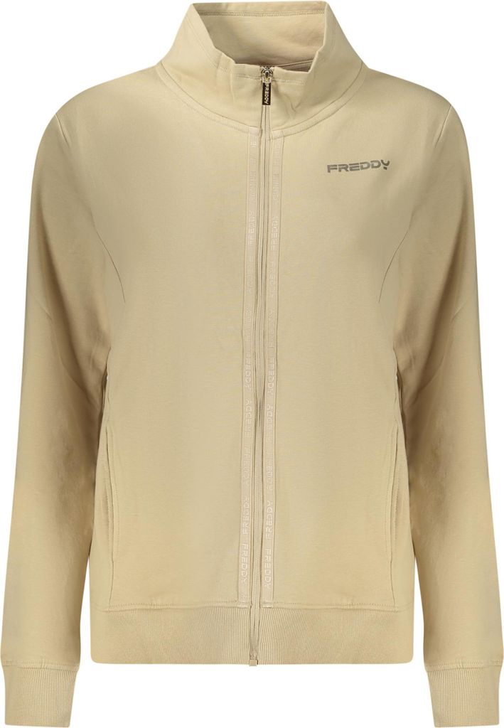 Damen Beiges Sweatshirt: Gefüttert, Reißverschluss & Taschen