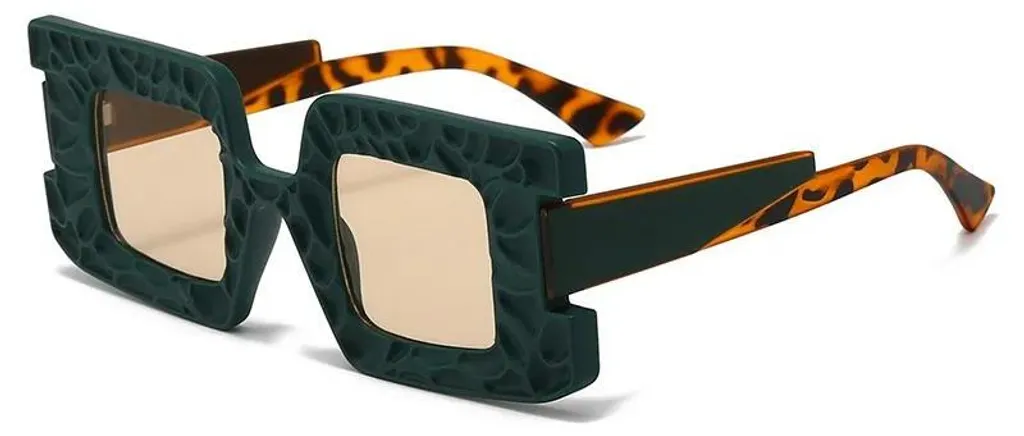 Lunettes de soleil de luxe forme carrée vert d - Verres anti-UV400