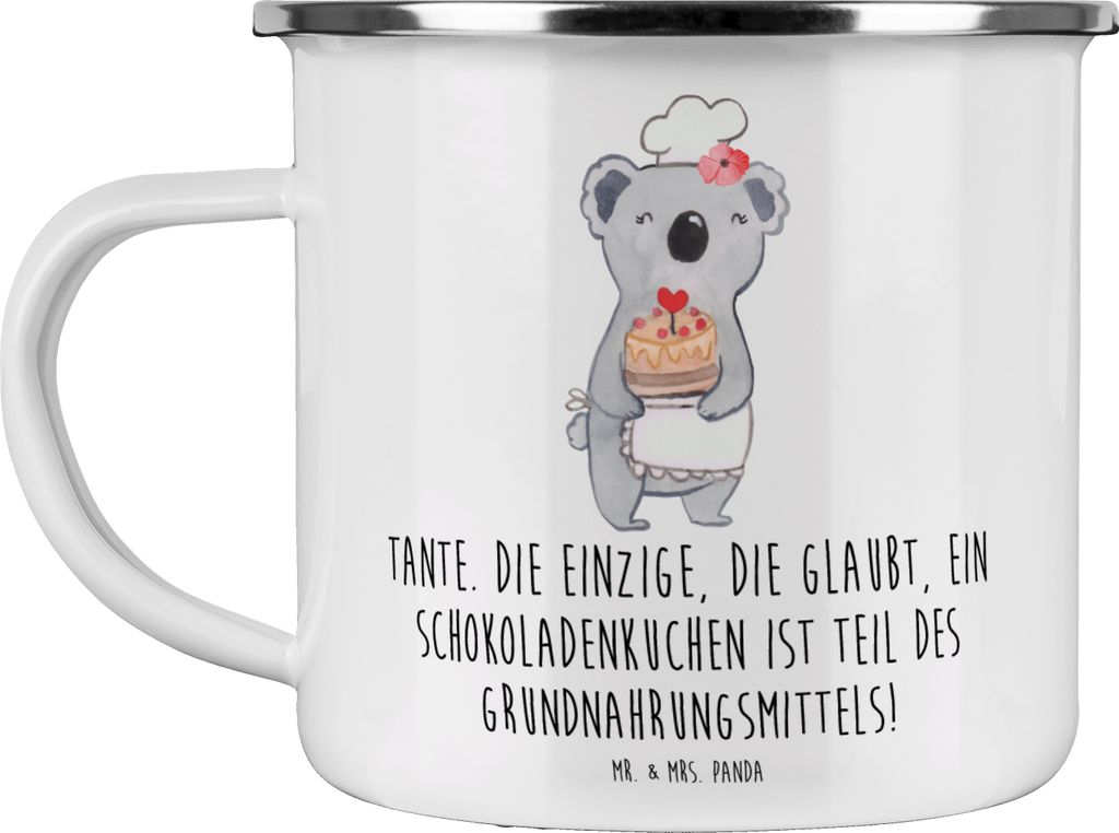 Mr. & Mrs. Panda Teetasse Tante Schokoladenkuchen - Weiß - Geschenk, Familie, wandertasse, persönliche Erinnerungen, Emaille Becher, Humor, Tasse...