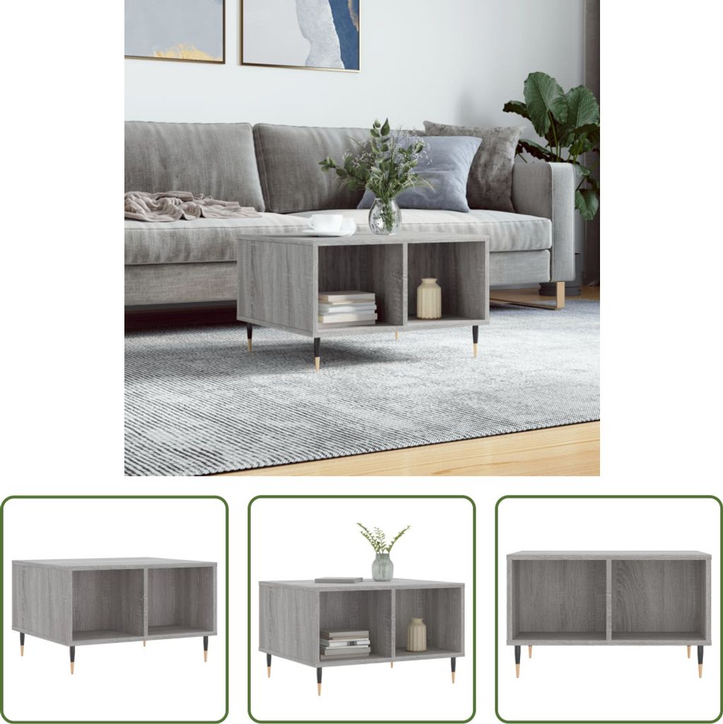 The Living Store Couchtisch Grau Sonoma 60x50x36,5 cm Produktbild 