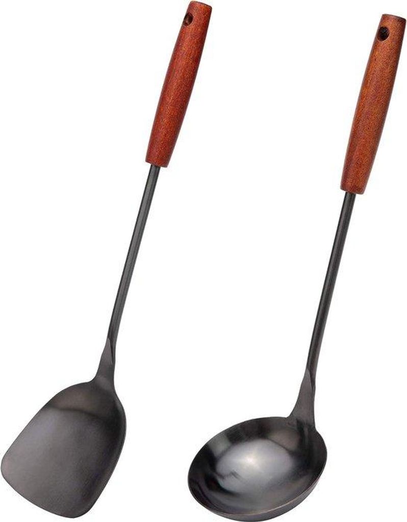 Edelstahl-Wok-Tool-Set 14-15" mit Schöpfkelle