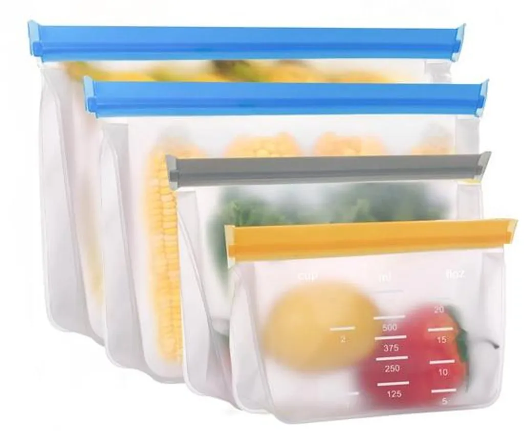 Lot de 4 sacs alimentaires en silicone pour pain lait et collations