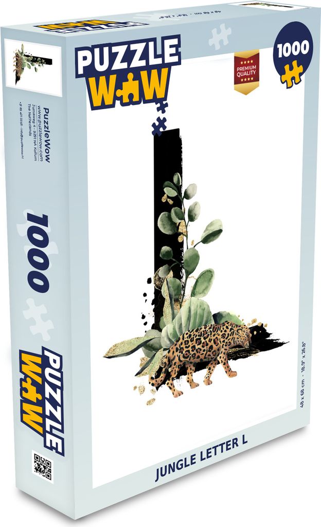 MuchoWow Puzzle 1000 Teile Blätter - Leopard - Buchstabe L - Spielzeug - Alt und Jung - Spiele - Puzzeln