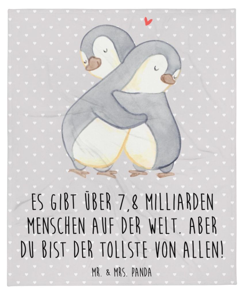 Mr. & Mrs. Panda Flauschige Decke Pinguine Kuscheln - Grau Pastell - Geschenk, Bettdecke, für Partner, Hochzeitstag, Freundin, Schlafdecke, Frauen...