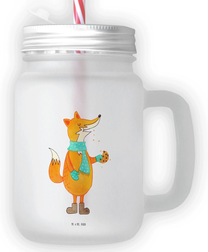 Mr. & Mrs. Panda Glas Fuchs Keks - Transparent - Geschenk, Frieren, Strohhalmglas, Weihnachtlich, Mason Jar, Cocktailglas, Weihnachtskekse, Winter,...