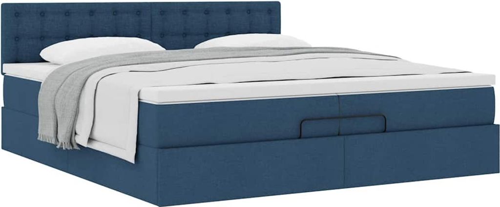 Maison Exclusive - Ottoman-Bett mit Matratze Blau 200x200 cm Stoff