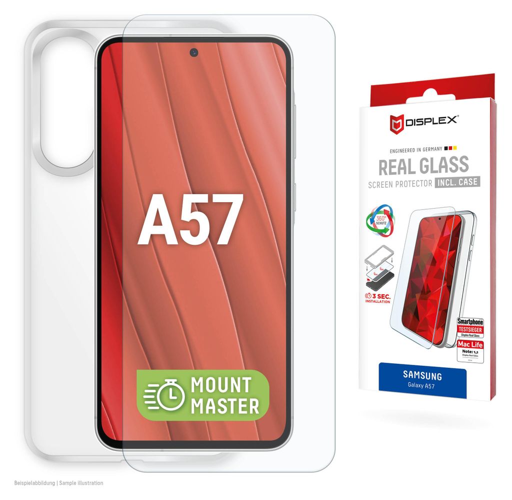 Displex Panzerglas + Schutzhülle für Samsung A57, Produktbild 