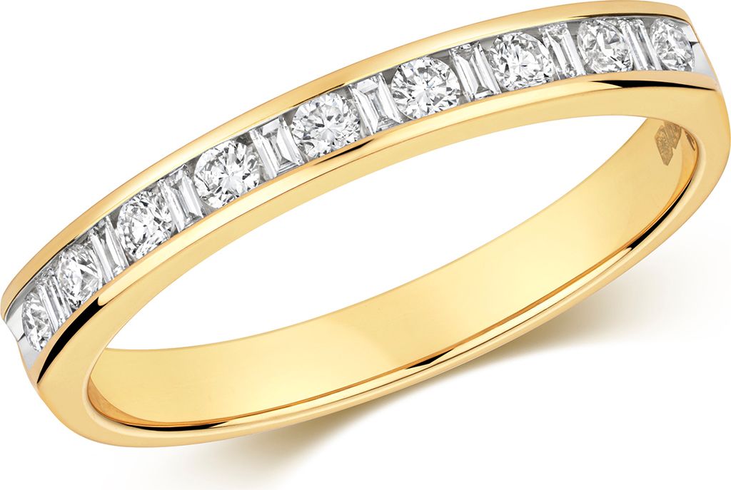 Funkelndes Feuer 9 Karat (375) Gold Halb Eternity Diamant Damenring Brillant-Schliff 0.27 Karat H - I1 I2, 57 (18.1); TRS317569KYRSP