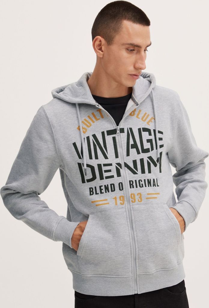 Blend 20714276 Herren Sweatjacke Kapuzenjacke Hoodie mit Kapuze und Print Reißverschluss