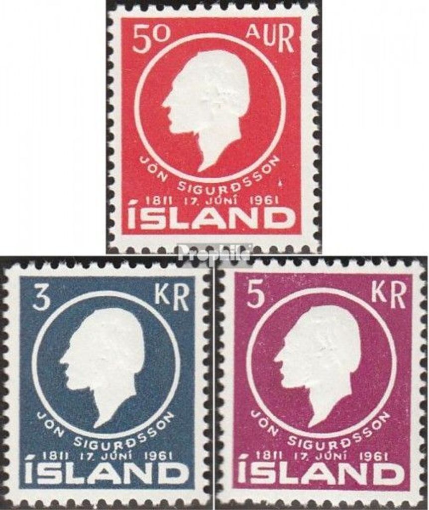 Briefmarken Island 1961 Mi 349-351 (kompl.Ausg.) postfrisch Jón Sigurdsson