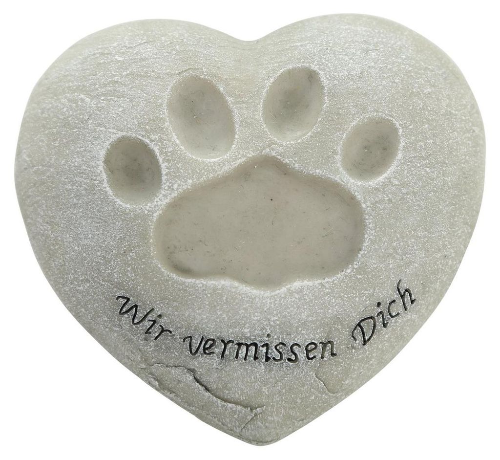 Gedenkstein Gravy Herz Pfotenabdruck grau Kunstharz H.16 cm Stückpreis
