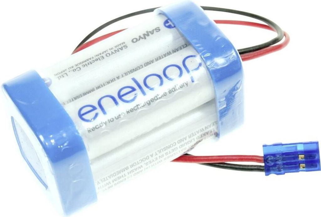 Panasonic Akkupack 4 Mignon (AA) Kabel, Stecker NiMH eneloop Würfel F2x2 Graupner 4.8 V 1900 mAh (124007)