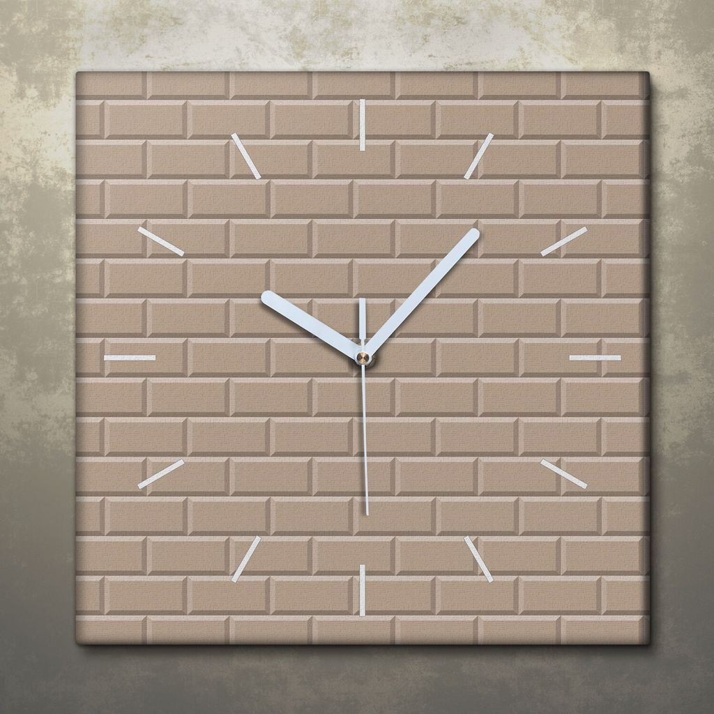 Wohnzimmer Leinwand Uhr Geräuschlos Küche 30x30 Farbige, Ziegel, Textur, Abstrakt, weiße Zeiger