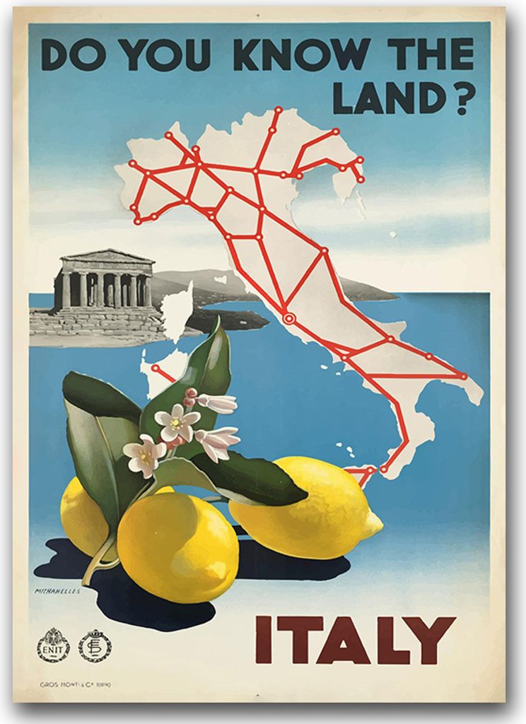 Poster - Canvas - Leinwand - 59,4 cm x 84,1 cm - Fotoposter - Leinwandkunst - Wissen Sie, das Land von Italien?