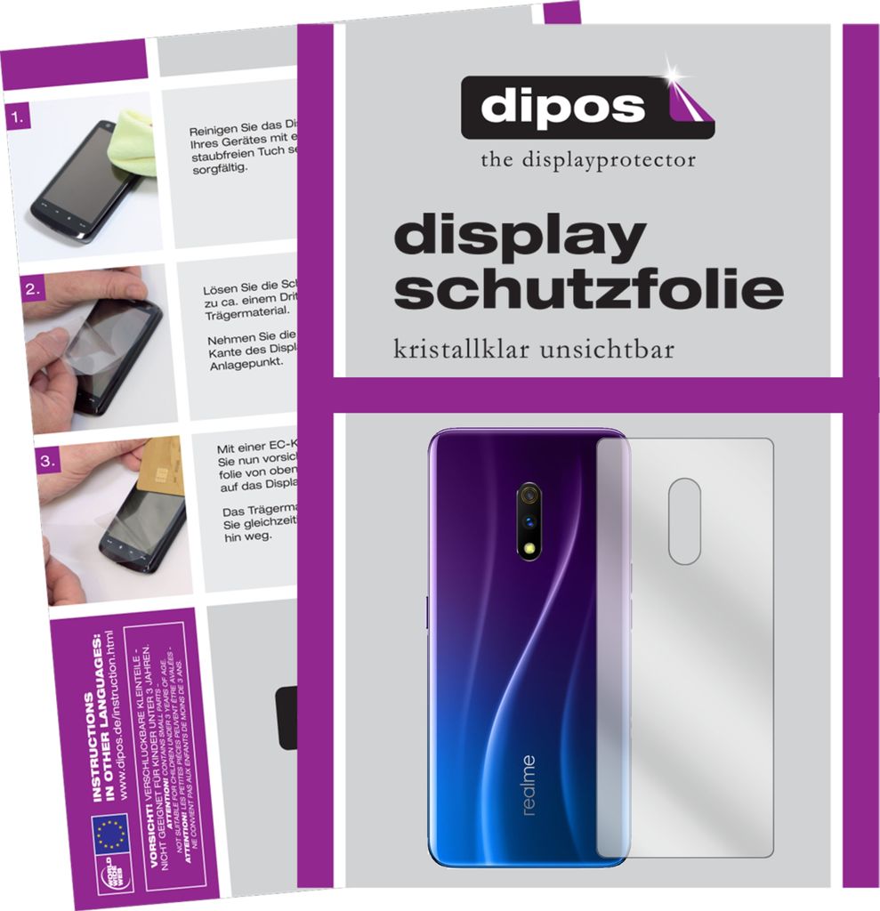 1x Schutzfolie für Oppo Realme X Rückseite klar Displayschutzfolie Folie Display Schutz dipos