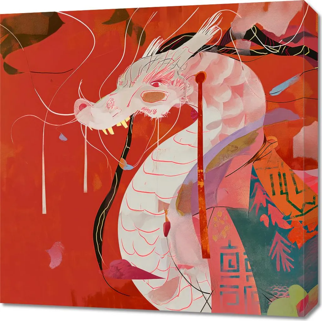 Decorazione Parete Drago 60x60 - Quadro Moderno per Soggiorno e Ufficio