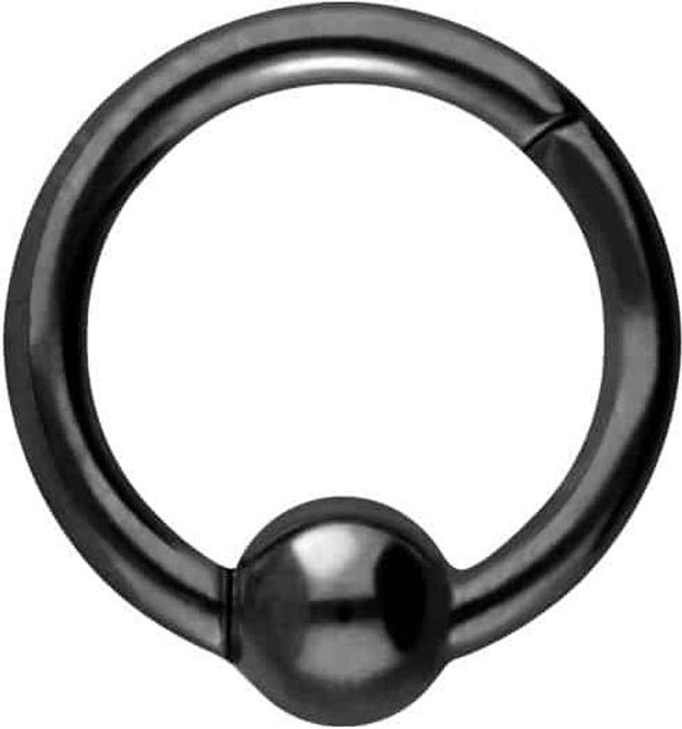 Ohrpiercing, Nasenpiercing, Septum Piercing Titan Segmentring Clicker KUGEL Schwarz Innendurchmesser: 6 mm