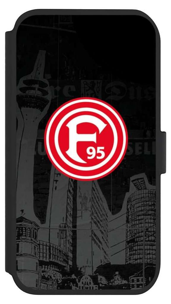 NIVOCASE Klapphülle für Apple iPhone 11 Handyhülle aus Kunst Leder NIVOflip schwarz Fortuna Düsseldorf Logo Offizielles Lizenzprodukt