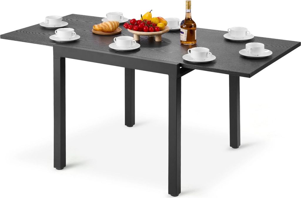 VEVOR ausziehbarer Terrassentisch Gartentisch Balkontisch (80-160 cm) aus Kohlenstoffstahl + Aluminium, Esstisch für Outdoor Hof Terrasse Garten V...