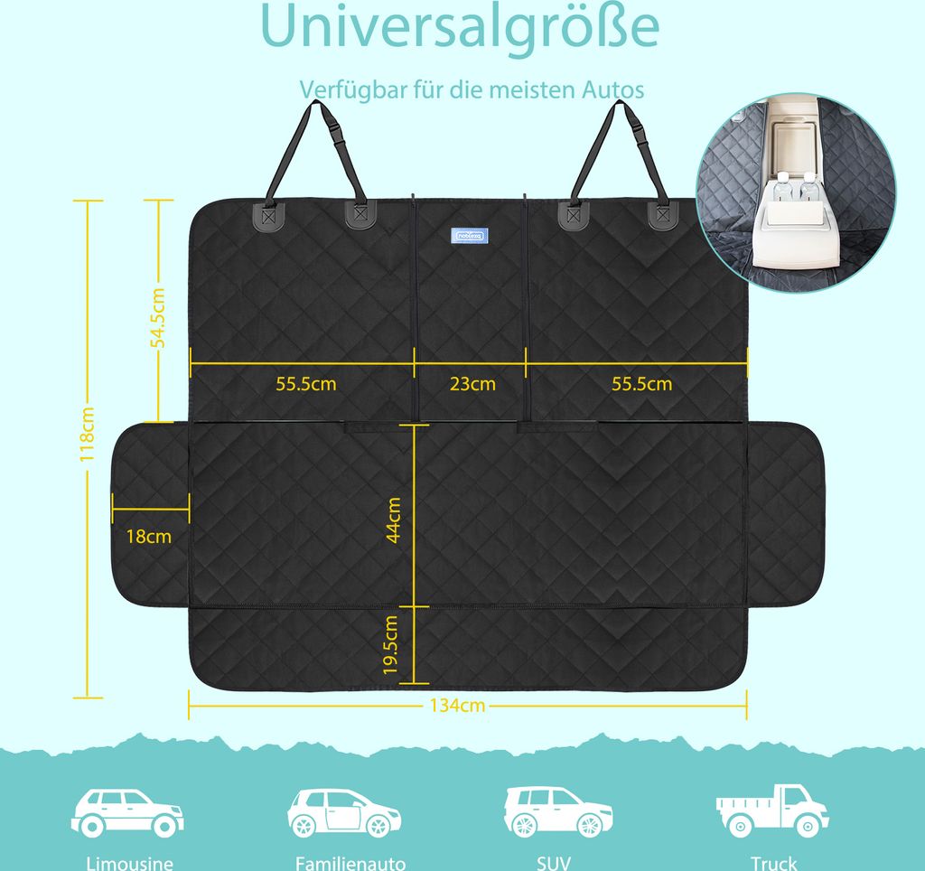 Hundedecke Auto Rückbank Wasserdicht, Rückbankschoner für Produktbild 2