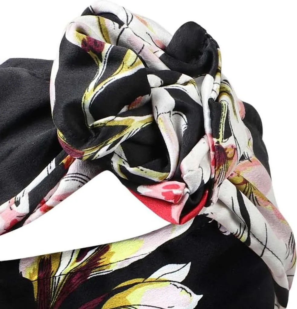 Fascia Per Capelli Cagora 3 Pezzi Con Nodo E Motivo Floreale - Turbante Largo In Cotone, Elasticizzato, Per Donne E Ragazze - 2