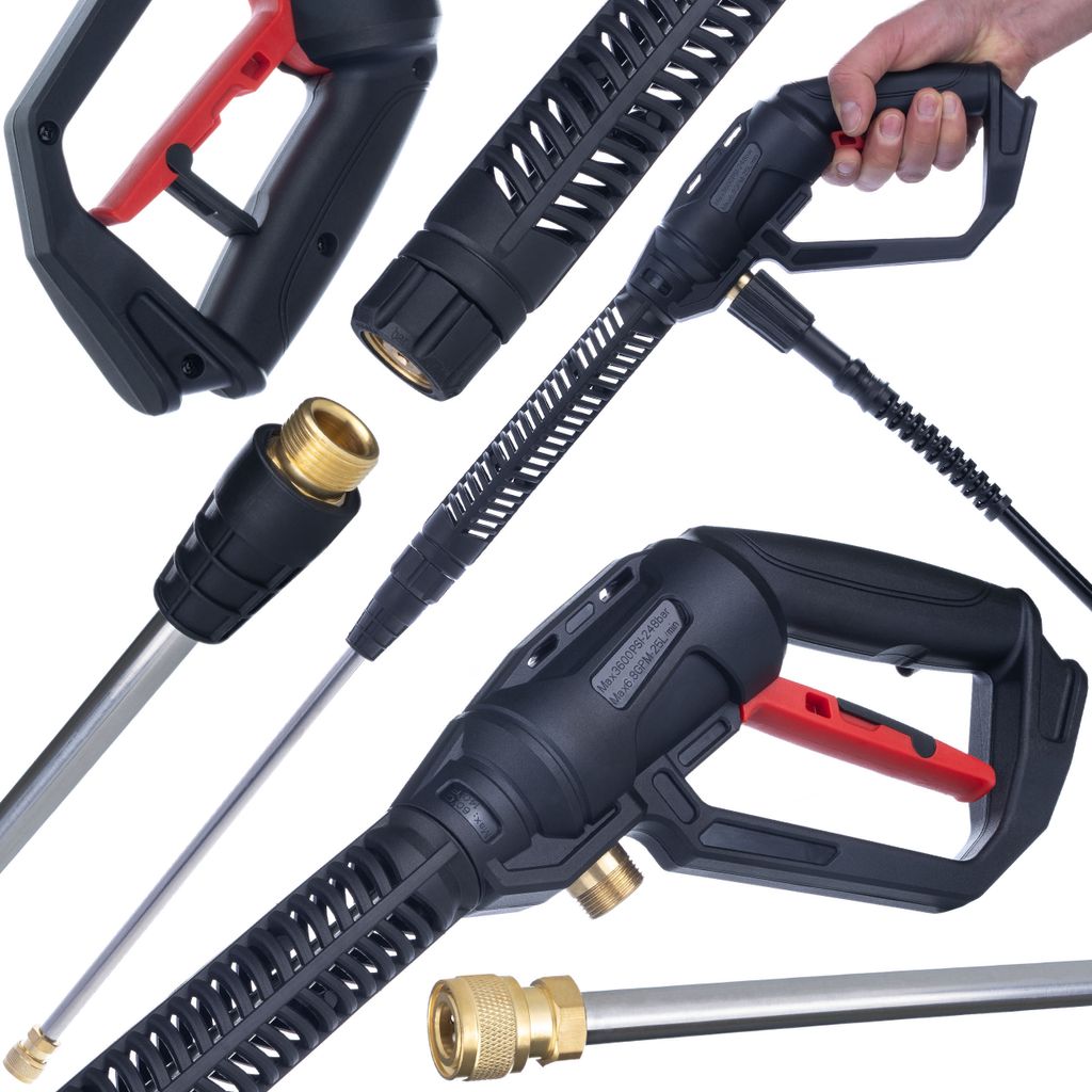 Rosfix Pro Clean Gun PCG1 – Hochwertiger Hochdruckreiniger Pistole | M22x1,5 Gewinde, 14mm Stift, 1/4" Schnellkupplung | Edelstahl Lanze