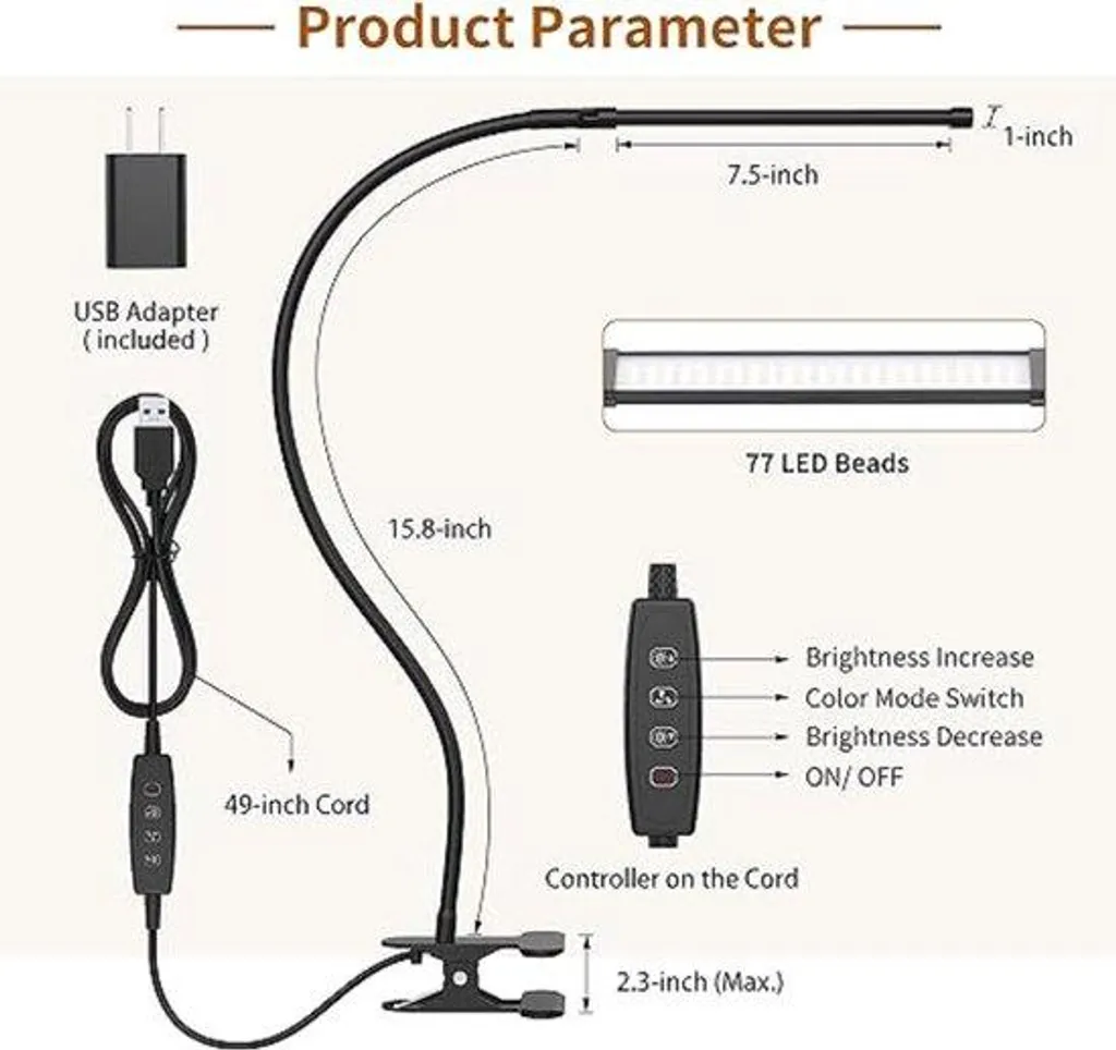 Lampe de bureau LED anti-fatigue visuelle - Format compact 10x5x40 cm Pro