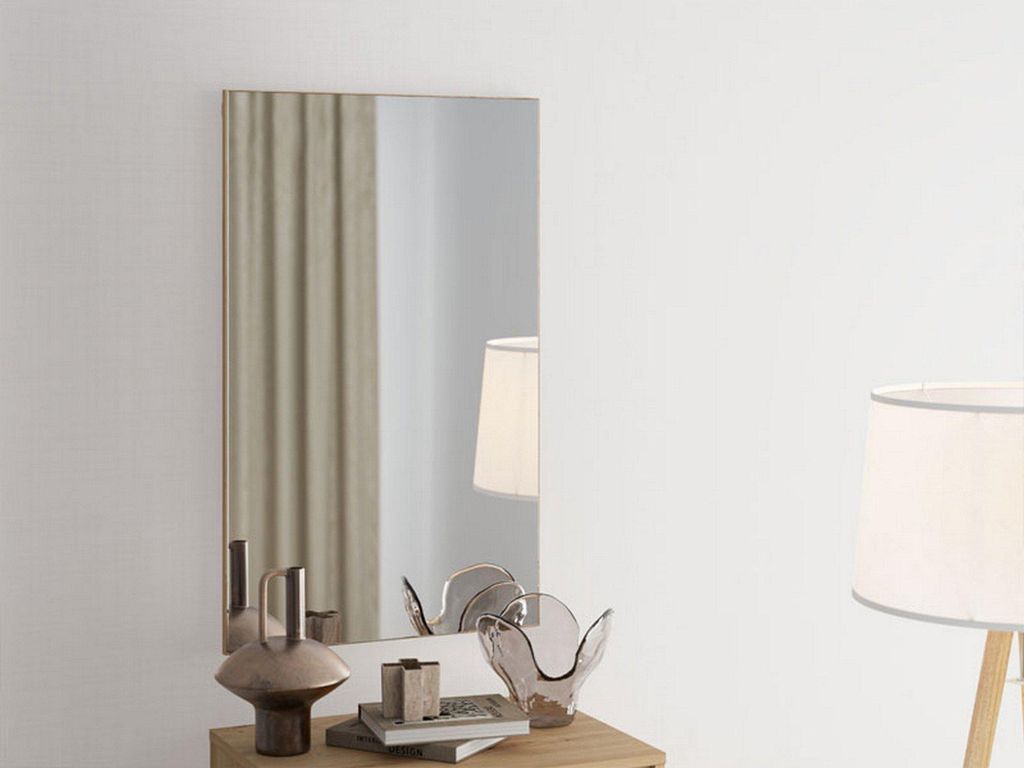 Dmora Spiegel Cogne 51x83h cm Braun, Montageset inklusive, Rechteckige Form