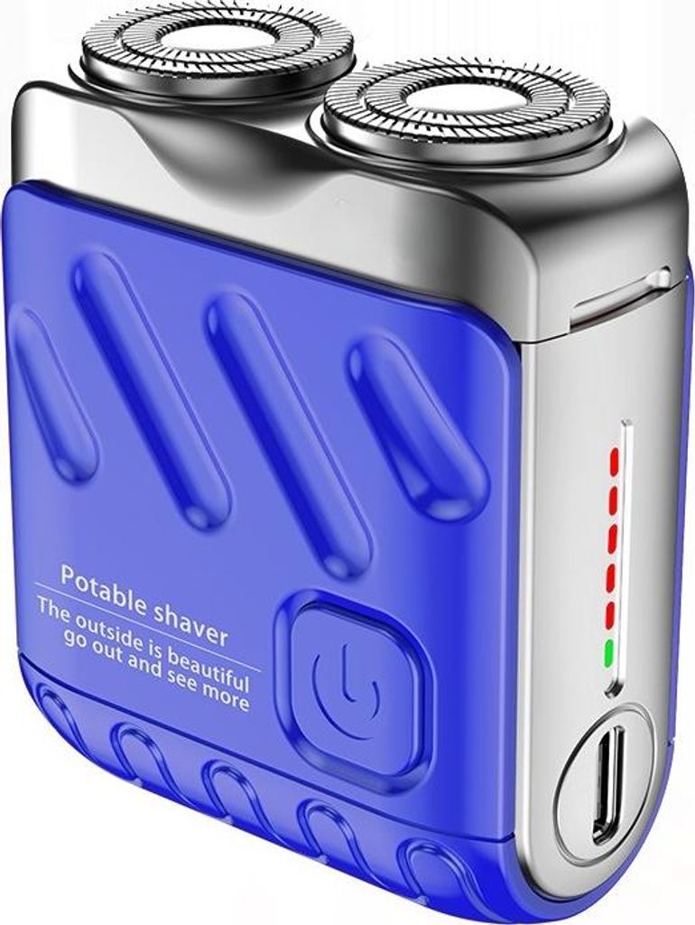 ZELURXX 2-in-1 Elektrischer Rasierer Herren, Mini Reise-Design, Magnetkopf, USB-C Schnellladung, wasserdicht, 9000 U/min, Barttrimmer, Blau