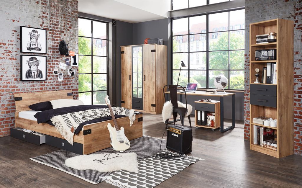 Jugendzimmer Schlafzimmer Möbel Set Teeniezimmer "Lothar I" (6-teilig)