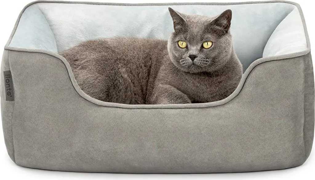 divano reversibile per gatti lionto, letto per gatti 2 in 1, morbidamente imbottito e facile da pulire, design moderno, 60x50 cm, grigio chiaro/grigio scuro