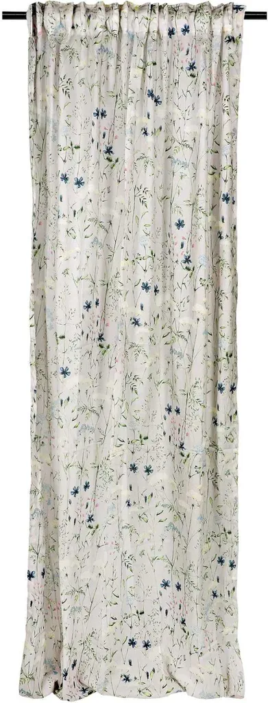 Écharpe à passants cachée 130x250 cm Crème Bleu Vert en Polyester Fleurs
