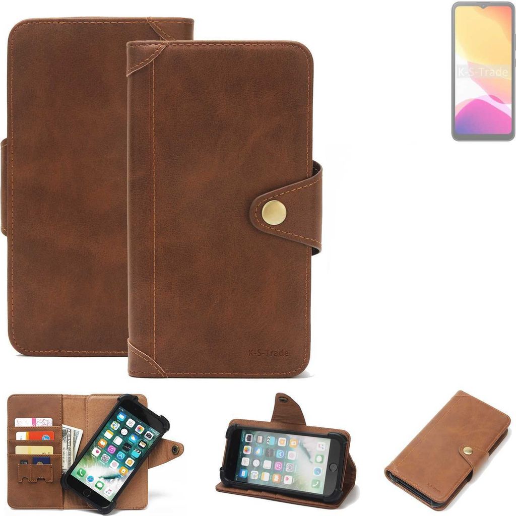 K-S-Trade Handyhülle kompatibel mit Cubot Note 21 Schutz Hülle Walletcase Bookstyle Tasche Case Handytasche Wallet Flipcase Cover PolyurethanBrau...