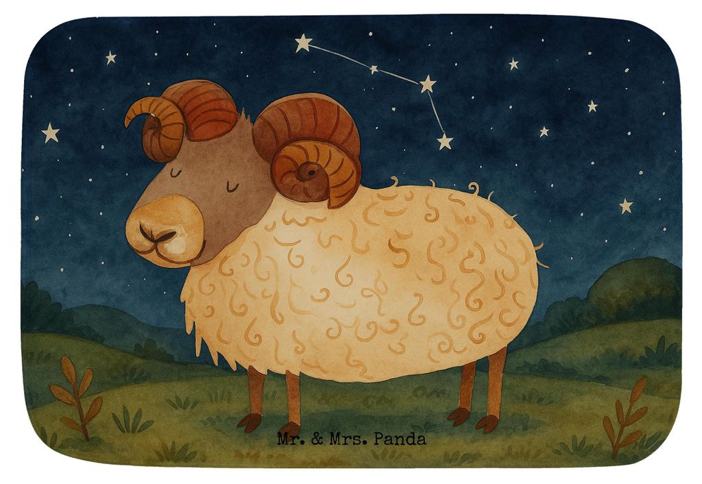 Mr. & Mrs. Panda Badezimmerteppich Sternzeichen Widder Design - Weiß - Geschenk, Badematte, Schafbock, Geburtstag März, Bock, April, Badteppich, ...