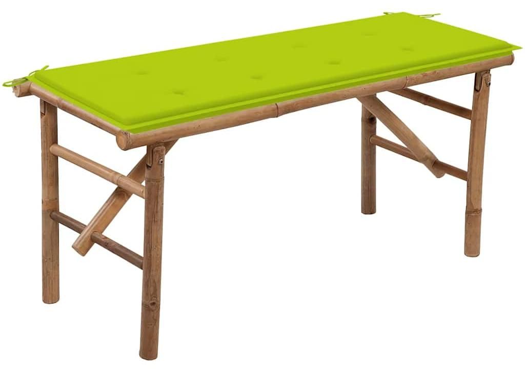 vidaXL Klappbare Gartenbank mit Auflage 118 cm Bambus